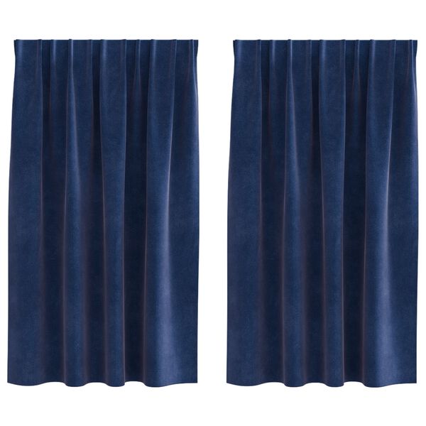 vidaXL Κουρτίνες με κουρτίνες 2 pcs Σκούρο Μπλε 140 x 140 cm Βελούδο
