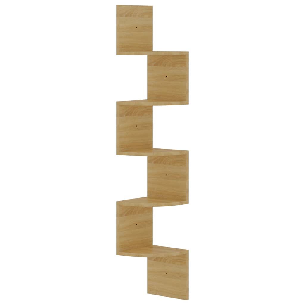 vidaXL Γωνιακή Ραφιέρα Τοίχου Sonoma Δρύς 19x19x123εκ. από Επεξ. Ξύλο