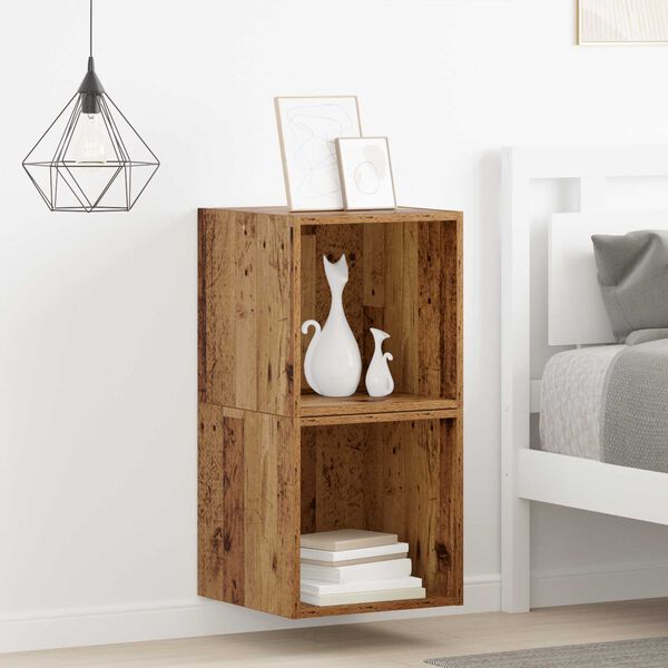vidaXL Ντουλάπες τοίχου 2 πακέτο - Παλιό ξύλο - 37x37x37 εκ. - Φτιαγμένες από επεξεργασμένο ξύλο