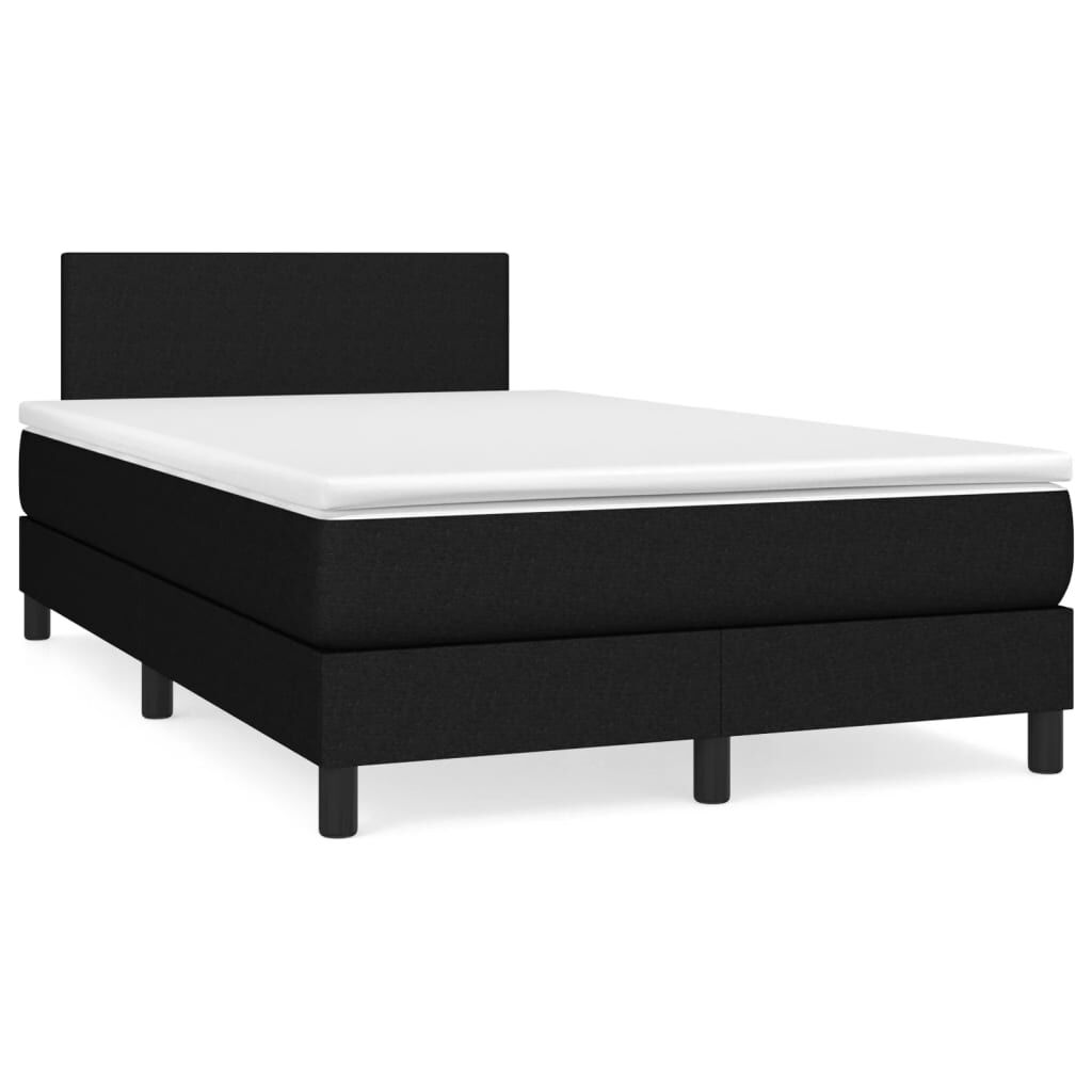 vidaXL Κρεβάτι Boxspring με Στρώμα Μαύρο 120x190 εκ. Υφασμάτινο
