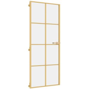 vidaXL Εσωτερική Πόρτα Χρυσή 83 x 201,5 εκ. Ψημένο Γυαλί & Αλουμίνιο
