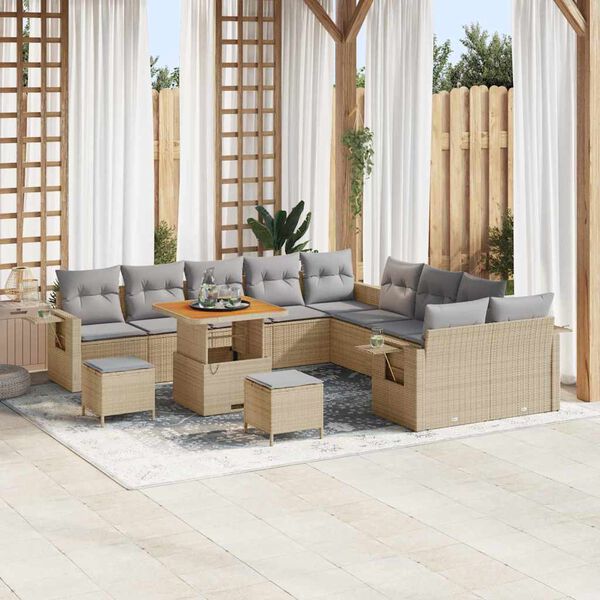 vidaXL Σετ Καναπέ Κήπου 13 pcs Μπεζ συνθετικό ρατάν