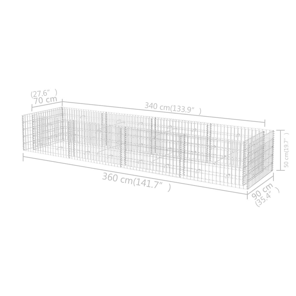 vidaXL Συρματοκιβώτιο - Γλάστρα Υπερυψωμένη 360x90x50 εκ. Ατσάλινη