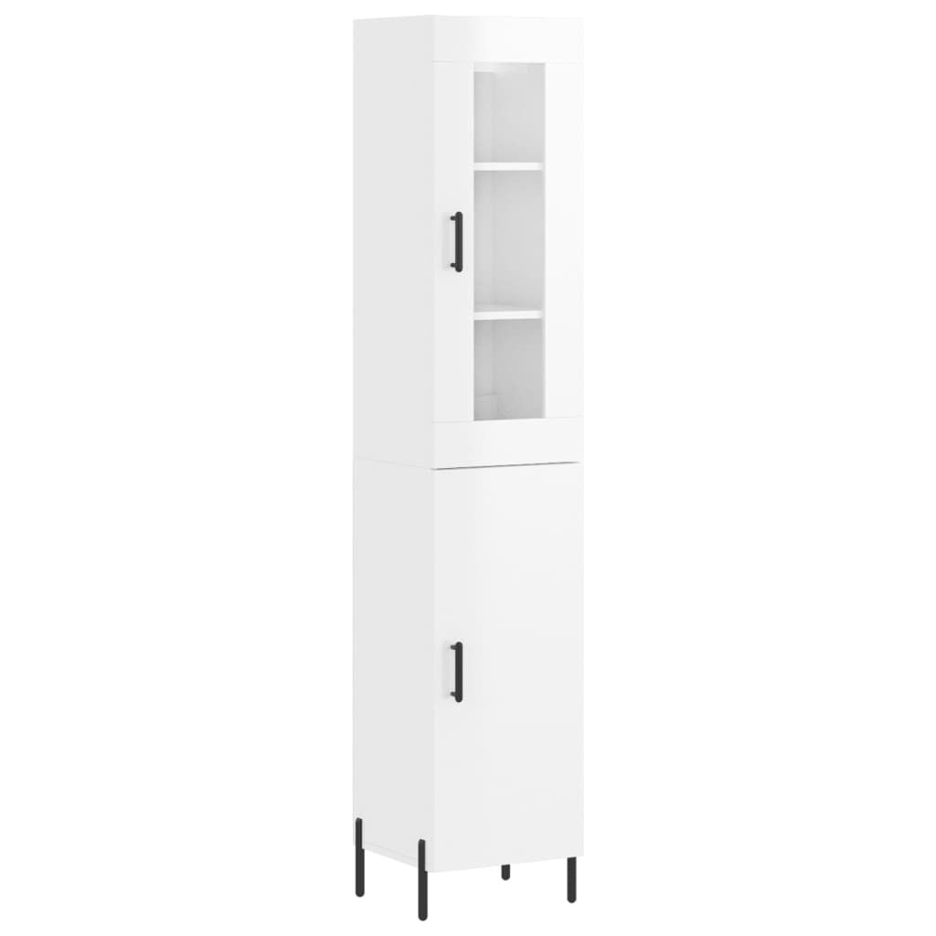 vidaXL Ντουλάπι Γυαλ. Λευκό 34,5 x 34 x 180 εκ. από Επεξεργασμένο Ξύλο