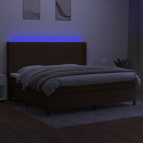 vidaXL &Kappa;&rho;&epsilon;&beta;ά&tau;&iota; Boxspring &mu;&epsilon; &Sigma;&tau;&rho;ώ&mu;&alpha; & LED &Sigma;&kappa;.&Kappa;&alpha;&phi;έ 200x200&epsilon;&kappa;. &Upsilon;&phi;&alpha;&sigma;&mu;ά&tau;&iota;&nu;&omicron;