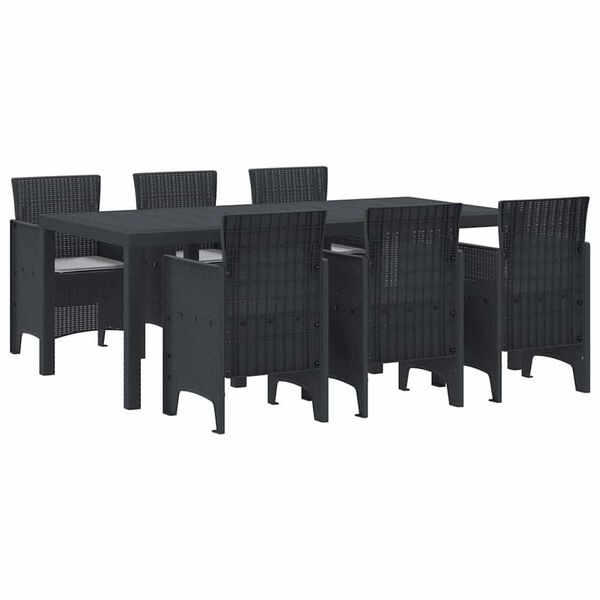 vidaXL Σέτ φαγητού για κήπο 7 pcs Ανθρακί Rattan Polt