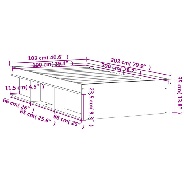 vidaXL Πλαίσιο Κρεβατιού Λευκό 100 x 200 εκ.