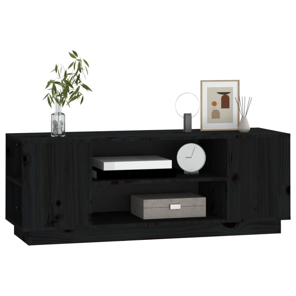 vidaXL Έπιπλο Τηλεόρασης Μαύρο 110x35x40,5 εκ. από Μασίφ Ξύλο Πεύκου