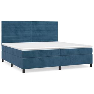 vidaXL Κρεβάτι Boxspring με Στρώμα Σκούρο Μπλε 200x200 εκ. Βελούδινο