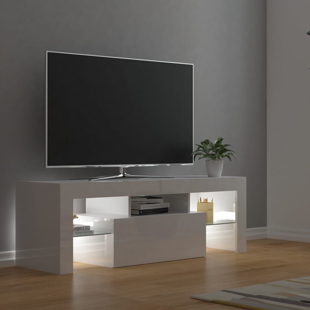 vidaXL Έπιπλο Τηλεόρασης με LED Γυαλιστερό Λευκό 120 x 35 x 40 εκ.