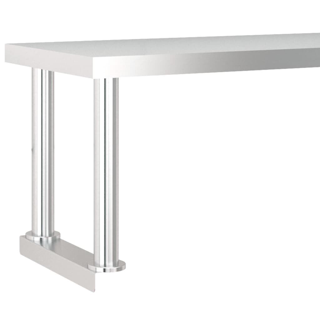 vidaXL Πάγκος Εργασίας Κουζίνας με Ράφι 120x60x115 εκ. Ανοξείδ. Ατσάλι