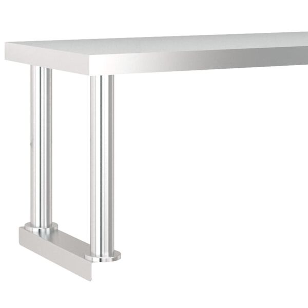 vidaXL Πάγκος Εργασίας Κουζίνας με Ράφι 120x60x115 εκ. Ανοξείδ. Ατσάλι