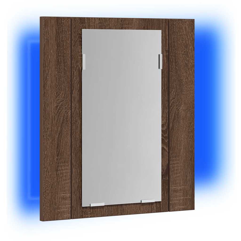 vidaXL Έπιπλο Καθρέφτη Μπάνιου LED Καφέ Δρυς 40x12x45 εκ. Επεξ. Ξύλο