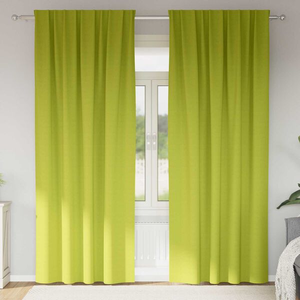 vidaXL Κουρτίνες με κουρτίνες 2 pcs Λαχανί 260 x 140 εκ. Πολυεστέρας