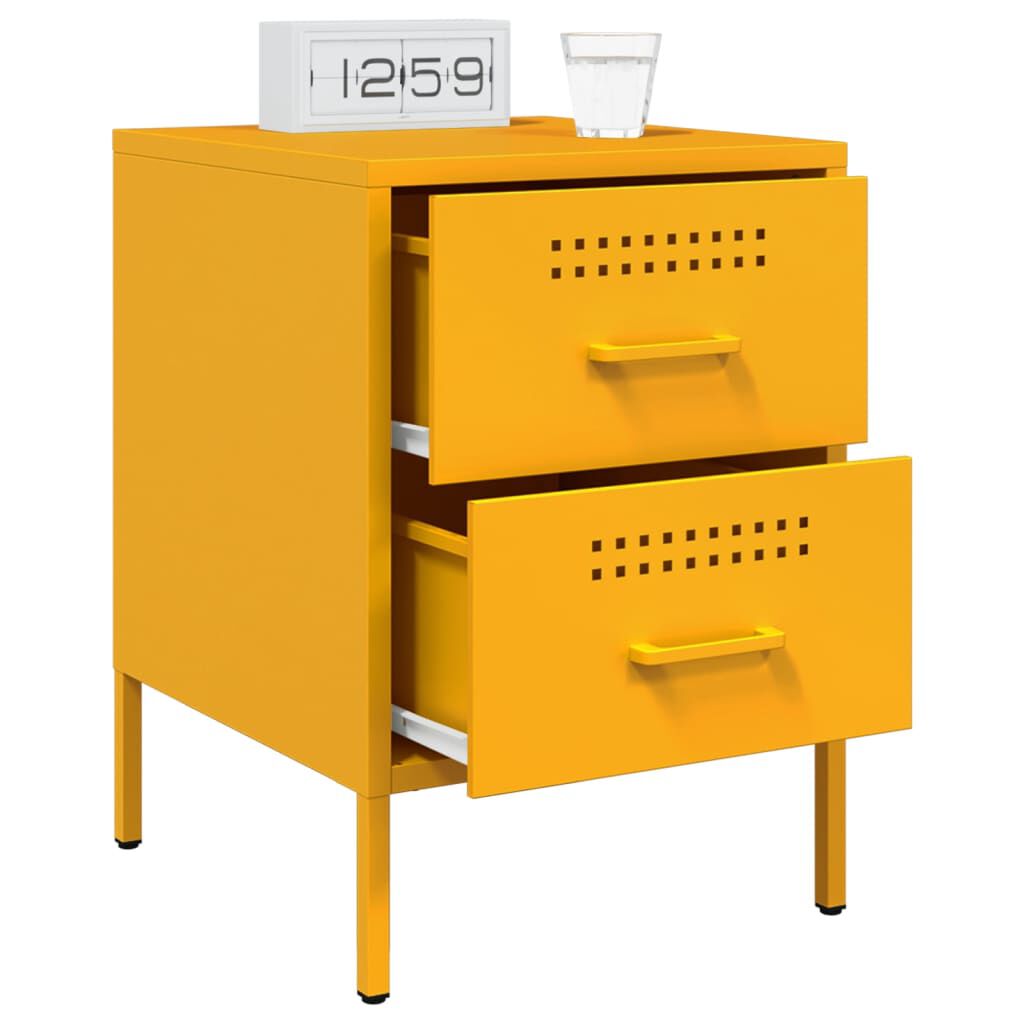 vidaXL Κομοδίνα 2 τεμ. Μουσταρδί 36x39x50,5 εκ. από Χάλυβα