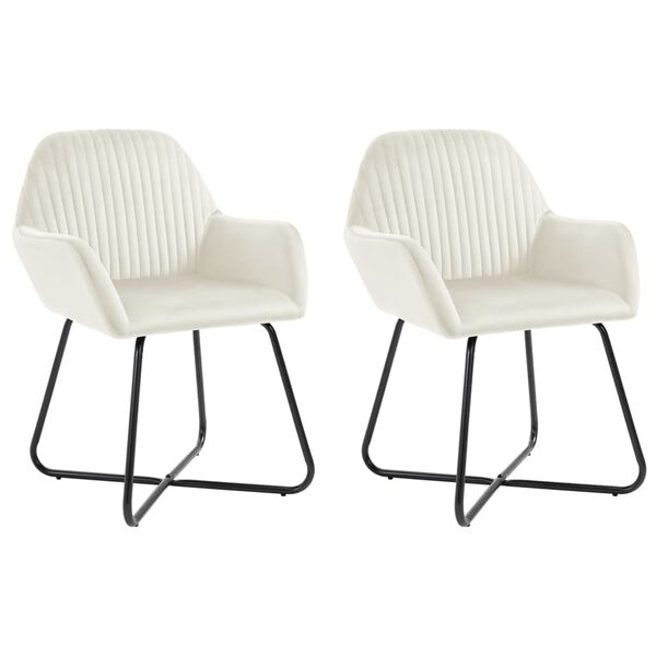 vidaXL Καρέκλες Τραπεζαρίας 2 τεμ. Κρεμ Βελούδινες