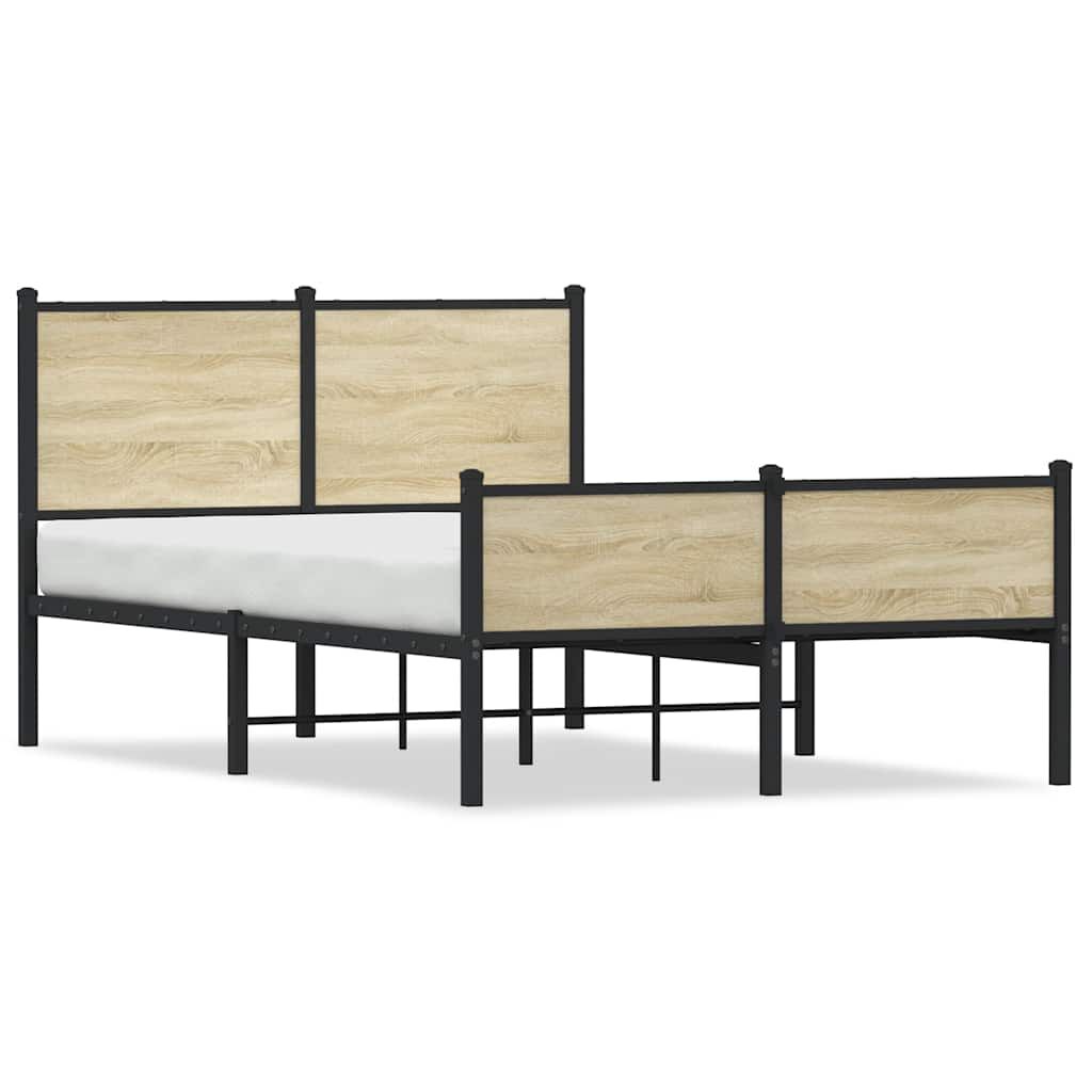 vidaXL Σκελετός Κρεβ. Χωρίς Στρώμα Sonoma Δρυς 120x200 εκ. Μεταλλικό