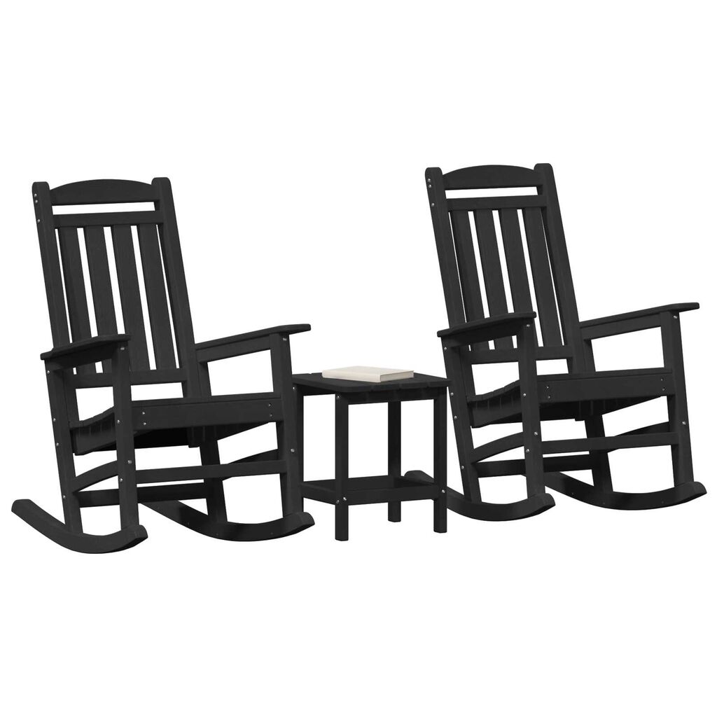 vidaXL Κουνιστή Καρέκλα Κήπου 3 pcs Μαύρο 38 x 38 x 46cm Πλαστικό