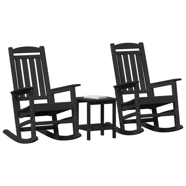 vidaXL Κουνιστή Καρέκλα Κήπου 3 pcs Μαύρο 38 x 38 x 46cm Πλαστικό