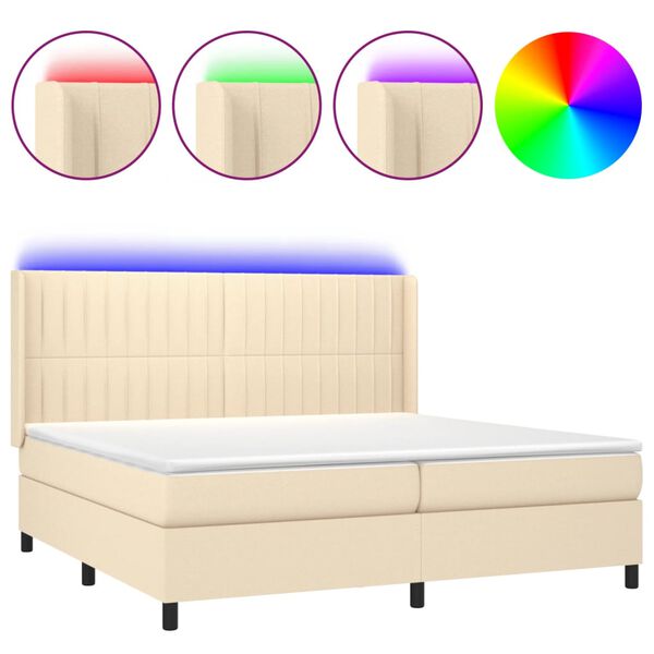 vidaXL &Kappa;&rho;&epsilon;&beta;ά&tau;&iota; Boxspring &mu;&epsilon; &Sigma;&tau;&rho;ώ&mu;&alpha; & LED &Kappa;&rho;&epsilon;&mu; 200x200 &epsilon;&kappa;. &Upsilon;&phi;&alpha;&sigma;&mu;ά&tau;&iota;&nu;&omicron;