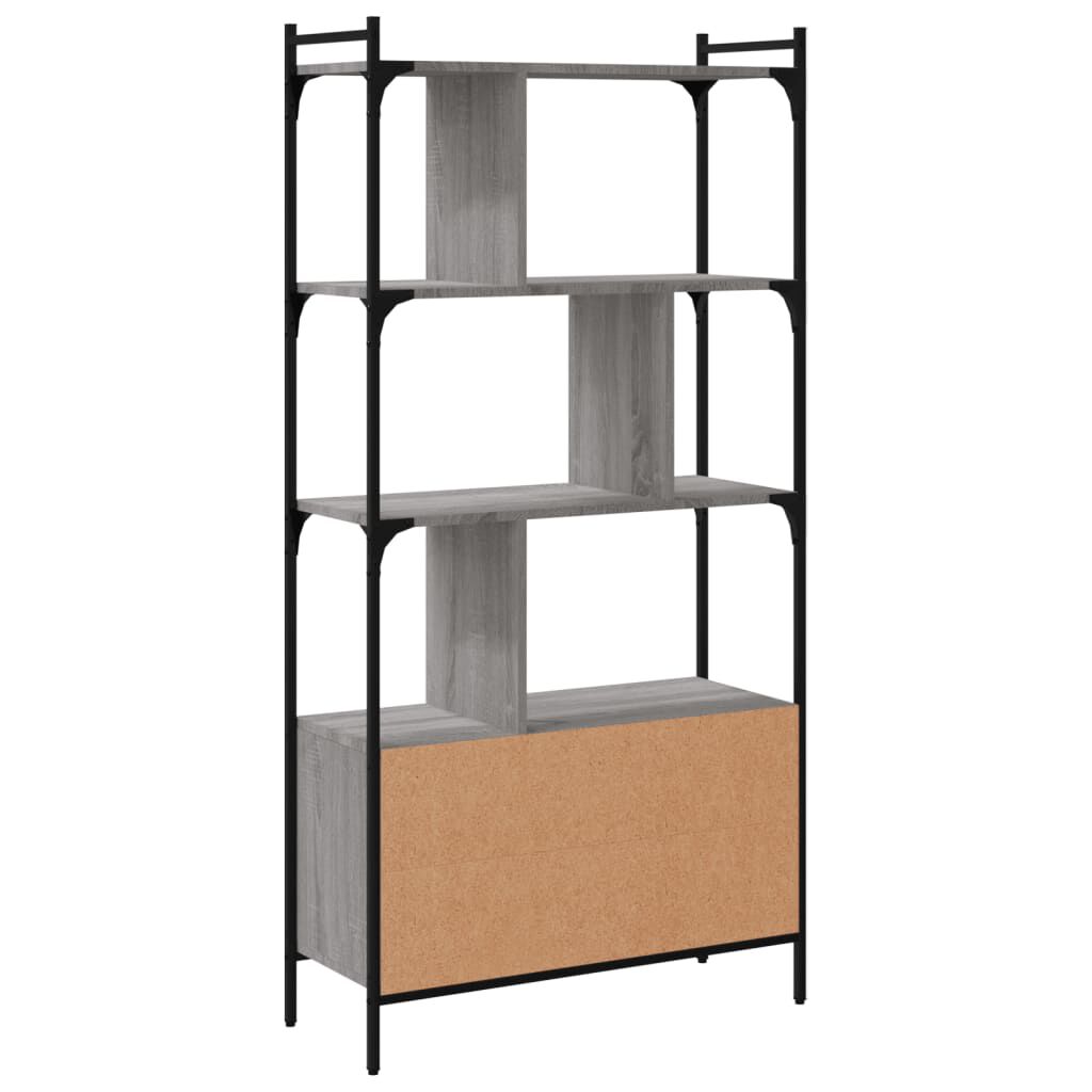 vidaXL Βιβλιοθήκη με Πόρτες Γκρι Sonoma 76,5x30x154,5 εκ. Επεξ. Ξύλο