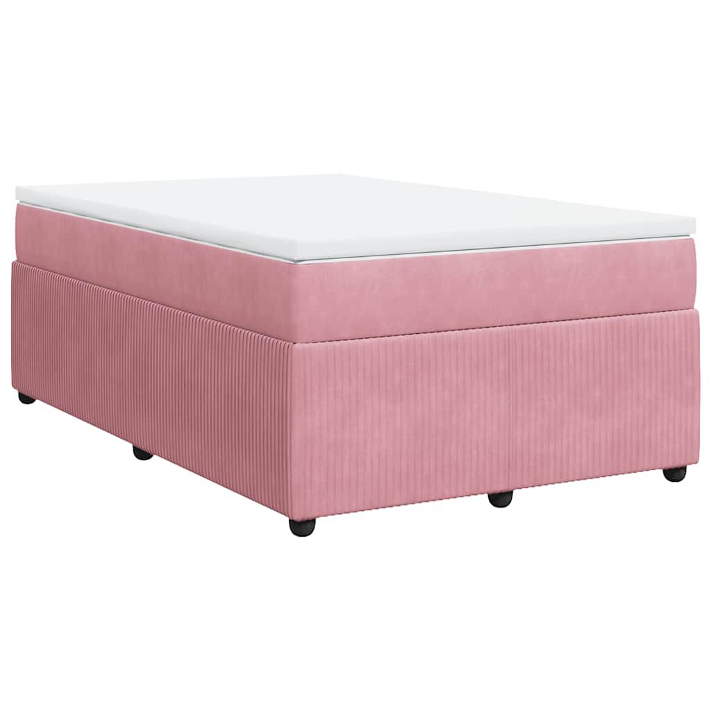 vidaXL Κρεβάτι Boxspring με Στρώμα Ροζ 120x190 εκ. Βελούδινο