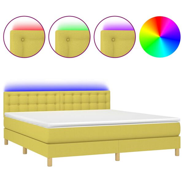 vidaXL &Kappa;&rho;&epsilon;&beta;ά&tau;&iota; Boxspring &mu;&epsilon; &Sigma;&tau;&rho;ώ&mu;&alpha; & LED &Pi;&rho;ά&sigma;&iota;&nu;&omicron; 160x200 &epsilon;&kappa; &Upsilon;&phi;&alpha;&sigma;&mu;ά&tau;&iota;&nu;&omicron;