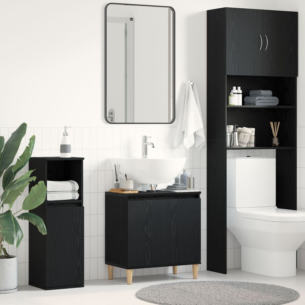 vidaXL Ντουλάπι νιπτήρα Μαύρη δρυς 58 x 33 x 60 εκ. Επεξεργασμένο ξύλο