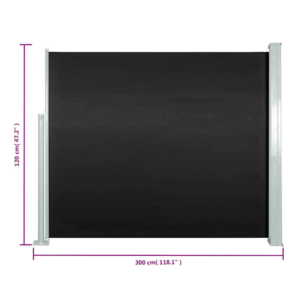 vidaXL Σκίαστρο Πλαϊνό Συρόμενο Μαύρο 120 x 300 εκ.