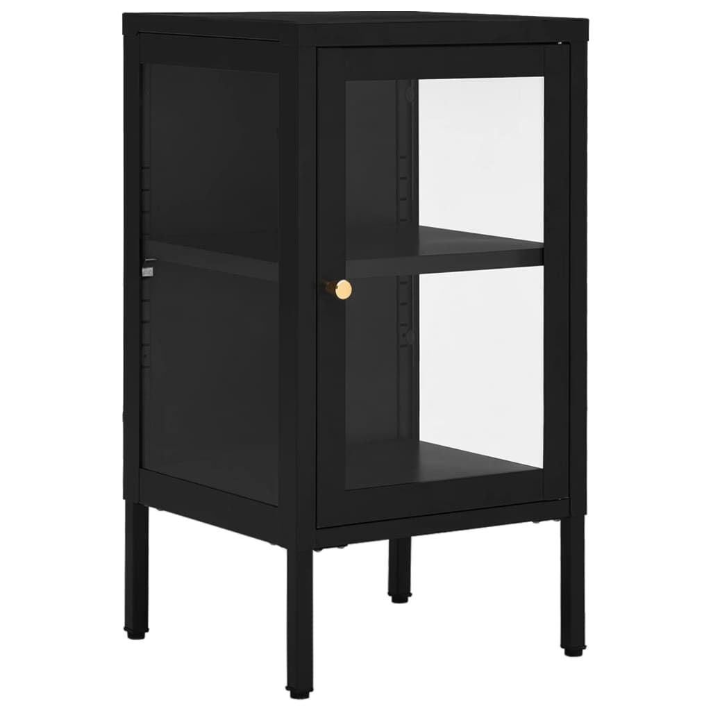 vidaXL Μπουφές Μαύρος 38 x 35 x 70 εκ. Ατσάλι και Γυαλί