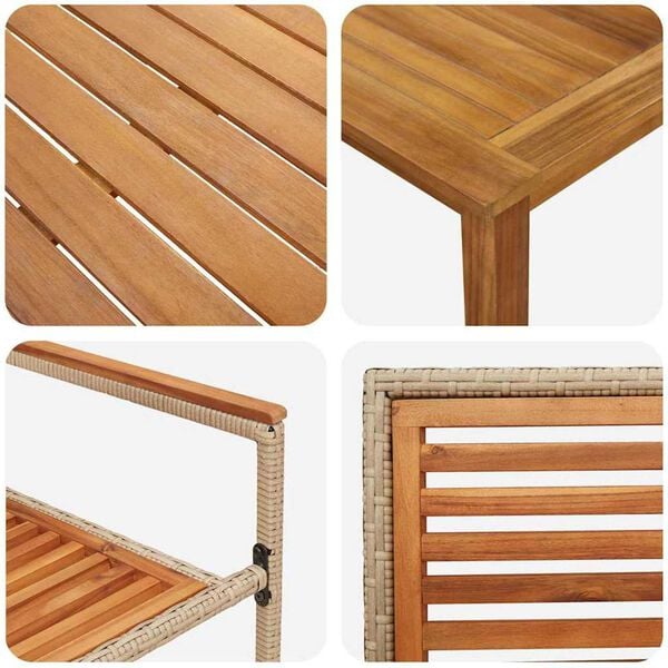 vidaXL Σέτ φαγητού για κήπο 7 pcs Μπεζ Πολυ ράταν