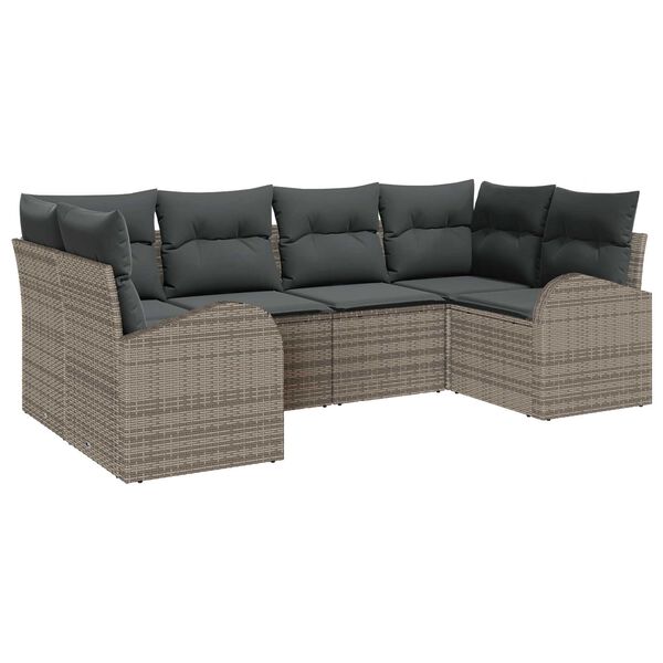 vidaXL Σετ Καναπέ Κήπου 6 pcs Γκρι Πολυ ράταν