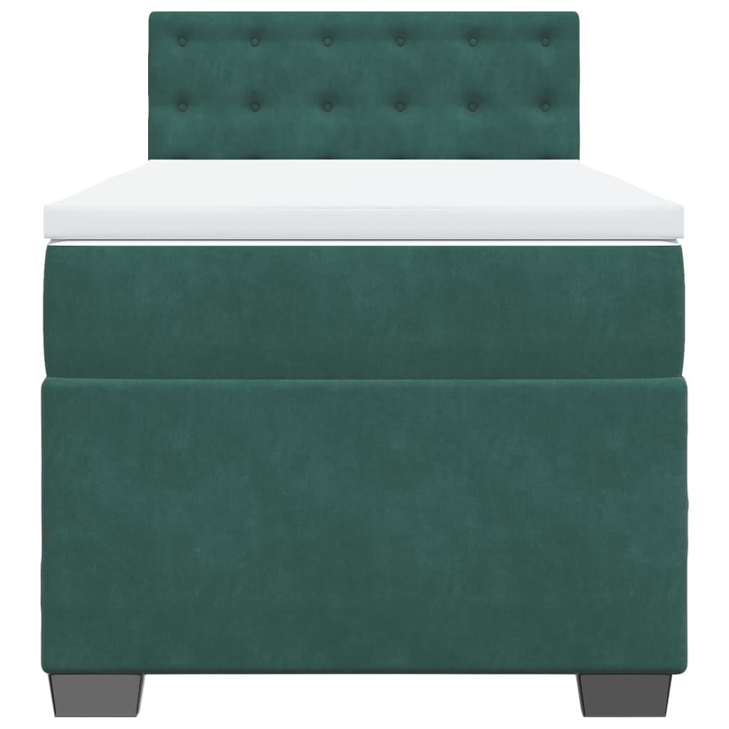 vidaXL Κρεβάτι Boxspring με Στρώμα Σκούρο Πράσινο 80x200 εκ. Βελούδινο