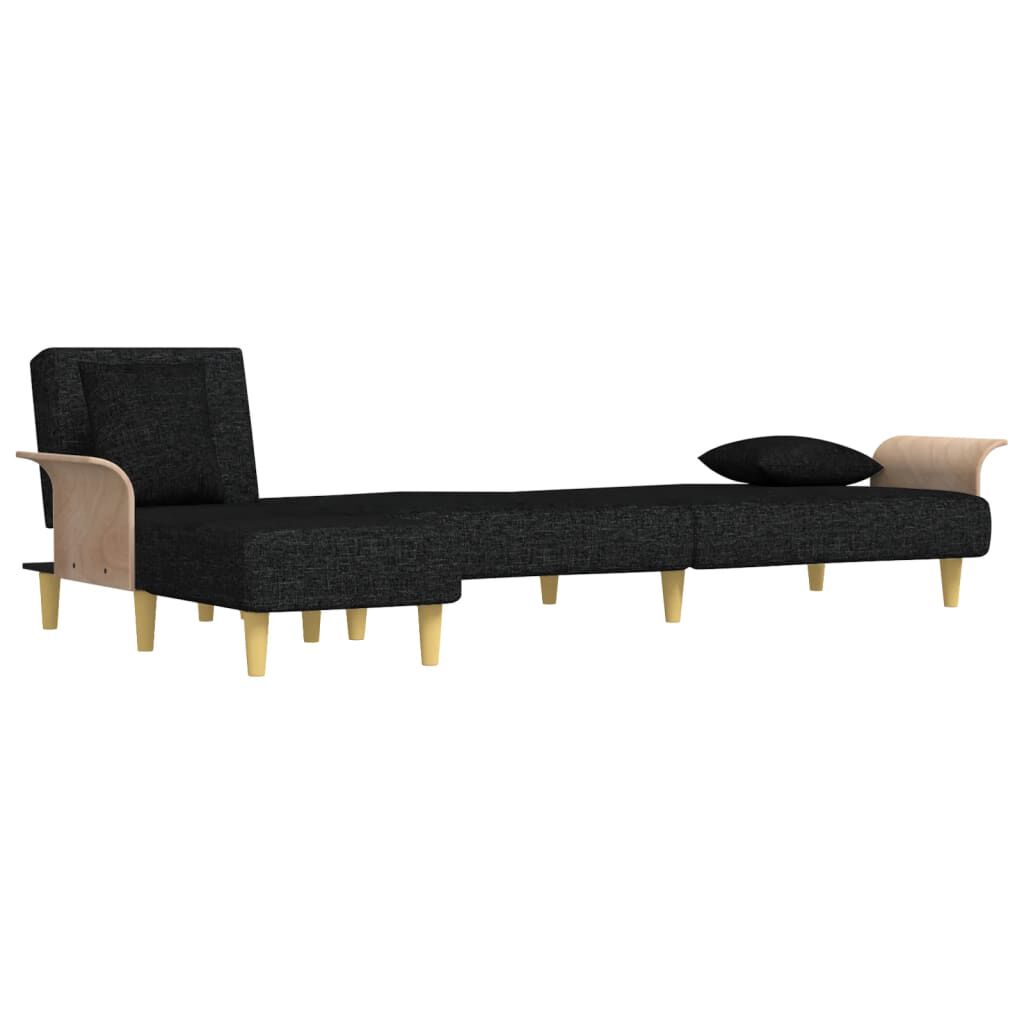 vidaXL Καναπές Κρεβάτι Γωνιακός Μαύρος 279 x 140 x 70 εκ. Υφασμάτινος