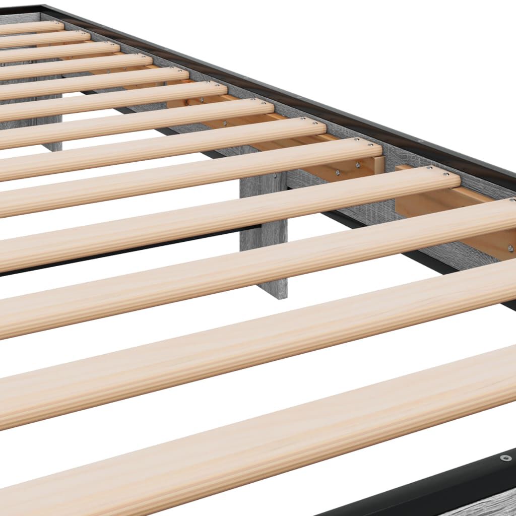 vidaXL Πλαίσιο Κρεβατιού Γκρι Sonoma 75x190 εκ. Επεξ. Ξύλο & Μέταλλο