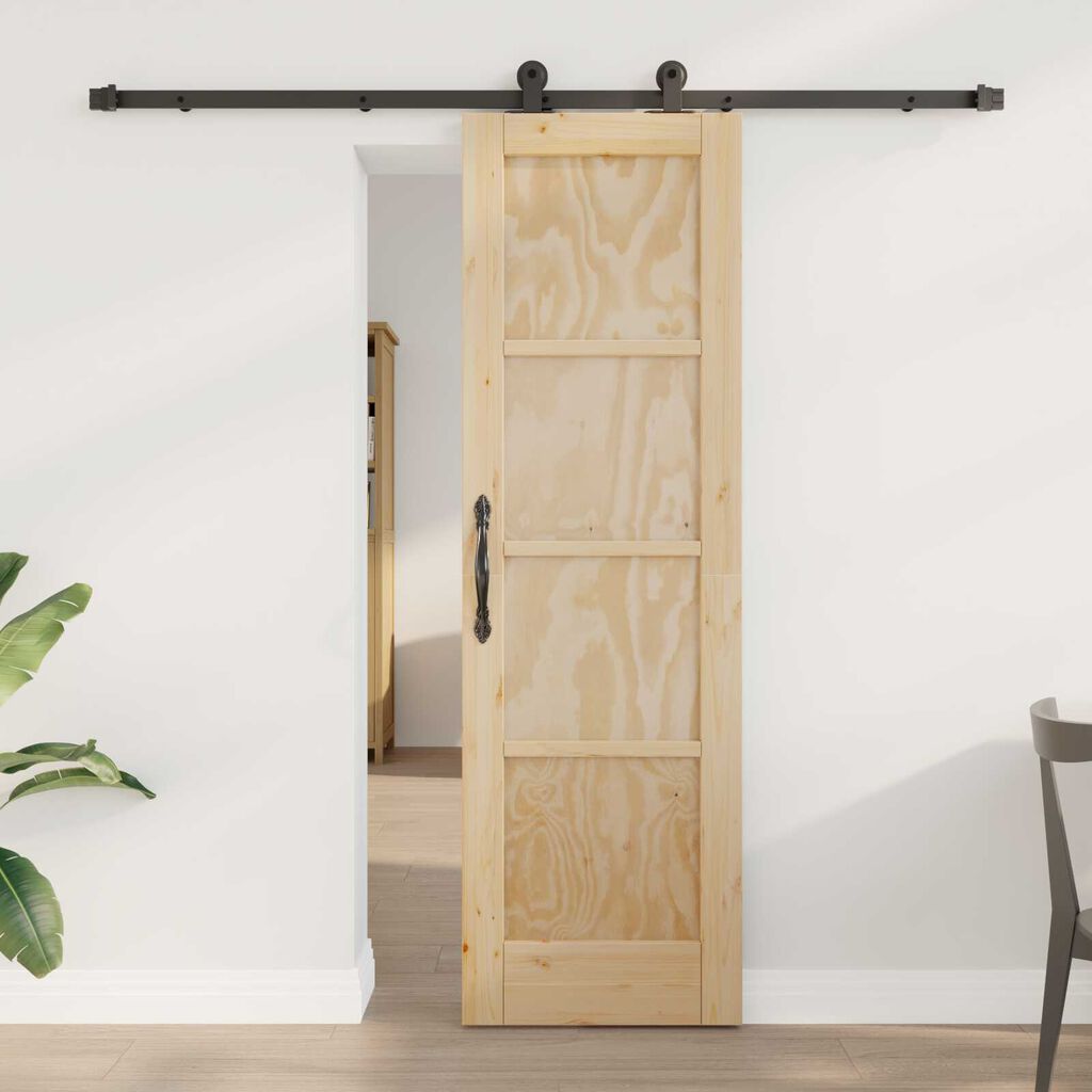 vidaXL Συρόμενη Πόρτα με Σετ Εξαρτημάτων 61x198.5 εκ Μασίφ Ξύλο Πεύκου