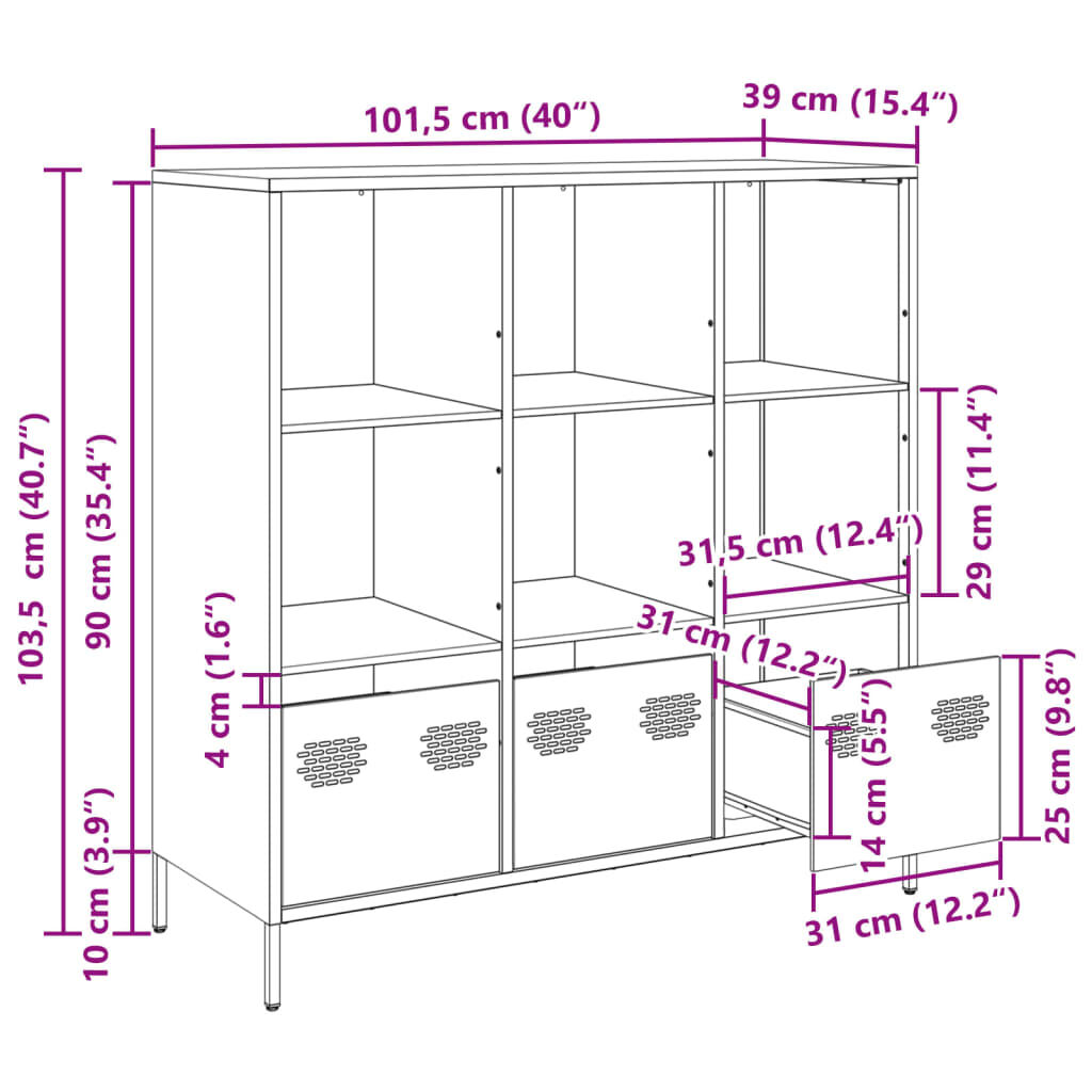 vidaXL Ντουλάπι Ανθρακί 101,5x39x103,5 εκ. από Ατσάλι