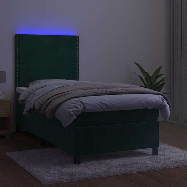 vidaXL &Kappa;&rho;&epsilon;&beta;ά&tau;&iota; Boxspring &mu;&epsilon; &Sigma;&tau;&rho;ώ&mu;&alpha; & LED &Sigma;&kappa;. &Pi;&rho;ά&sigma;&iota;&nu;&omicron; 90x190 &epsilon;&kappa; &Beta;&epsilon;&lambda;&omicron;ύ&delta;&omicron;