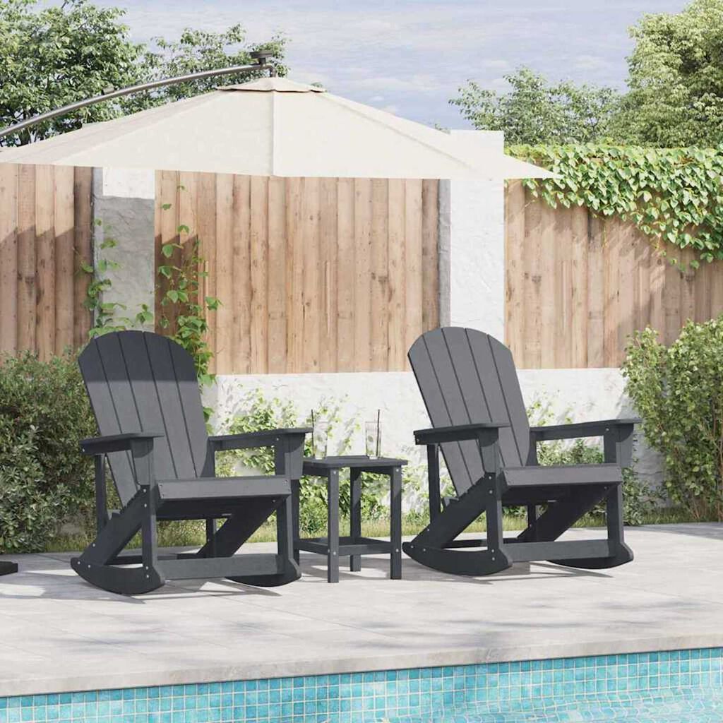 vidaXL Σετ Ξαπλώστρας Κήπου 3 pcs Ανοιχτό γκρι HDPE
