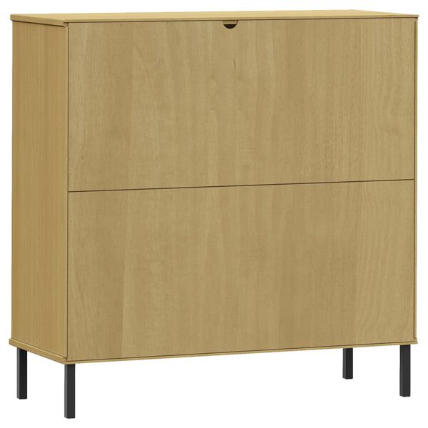 vidaXL Βιβλιοθήκη OSLO Καφέ 90x35x90,5 εκ. Μασίφ Ξύλο με Μεταλ. Πόδια