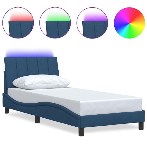 vidaXL Σκελετός Κρεβατιού Χωρίς Στρώμα Hanko Μπλε 80x200 εκ. Υφασμάτινο