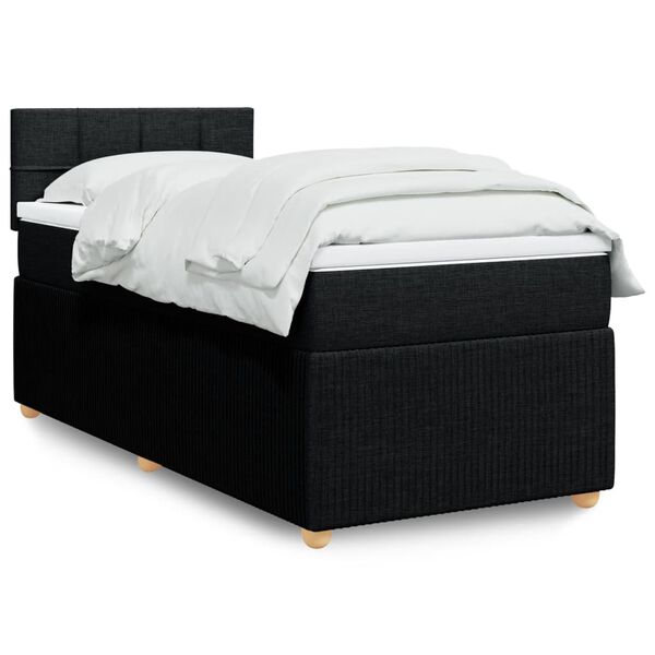 vidaXL Κρεβάτι Boxspring με Στρώμα Μαύρο 80 x 200 εκ. Υφασμάτινο