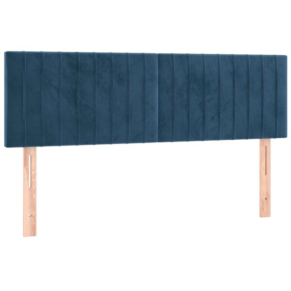 vidaXL Κρεβάτι Boxspring με Στρώμα Σκούρο Μπλε 140x200 εκ. Βελούδινο