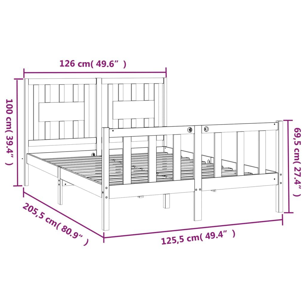 vidaXL Πλαίσιο Κρεβατιού με Κεφαλάρι Λευκό 120x200 εκ. από Μασίφ Πεύκο