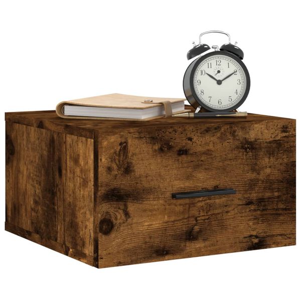 vidaXL Κομοδίνο Επιτοίχιο Καπνιστή Δρυς 35 x 35 x 20 εκ.