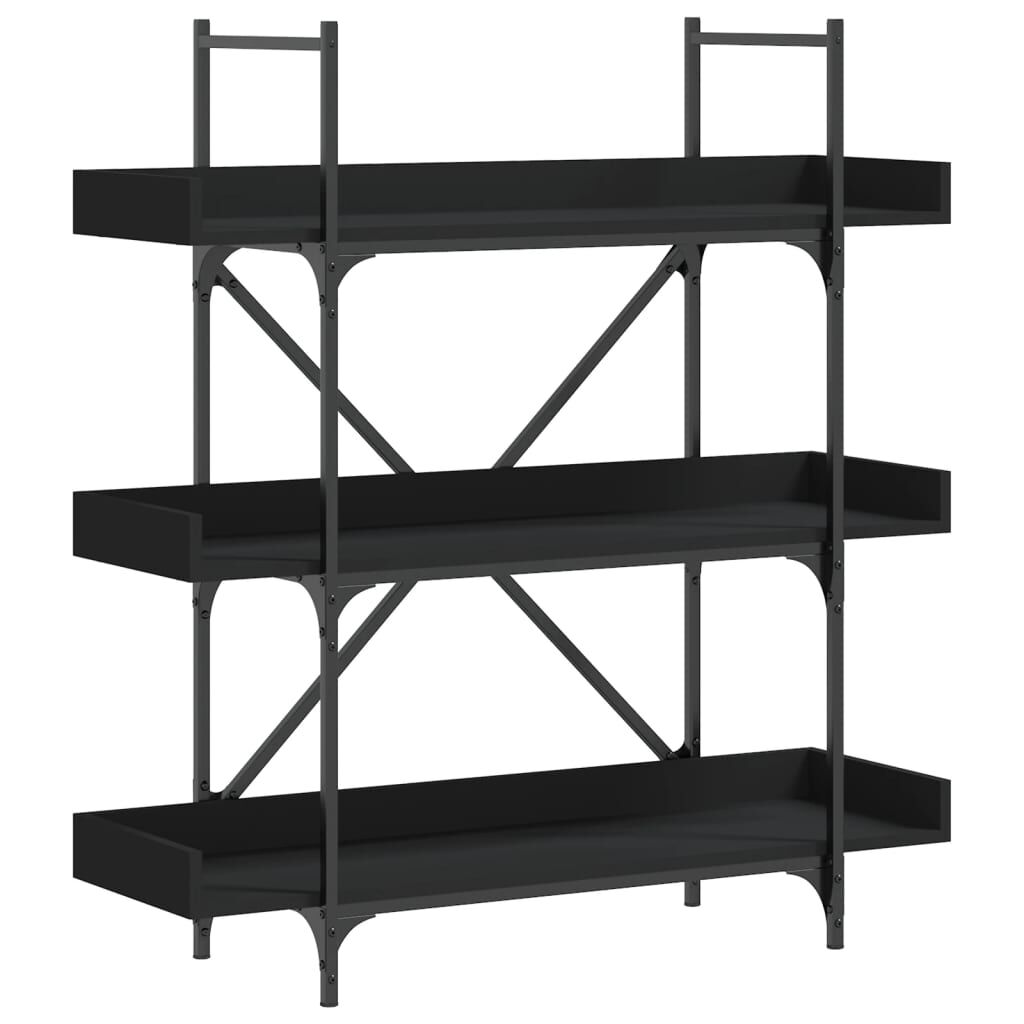 vidaXL Βιβλιοθήκη 3 Επιπέδων Μαύρη 100x33x108,5 εκ. Επεξεργ. Ξύλο