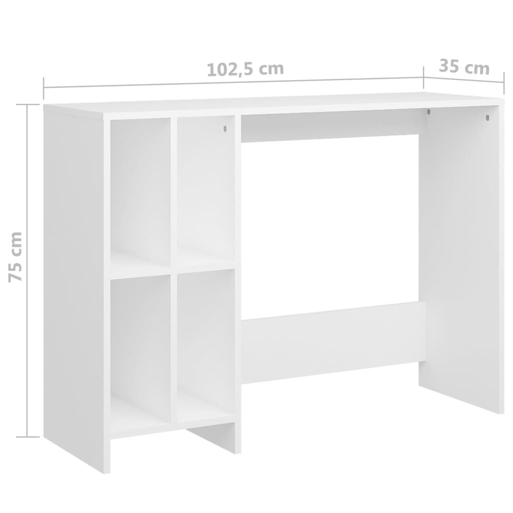 vidaXL Γραφείο Notebook Λευκό 102,5 x 35 x 75 εκ. από Επεξ. Ξύλο