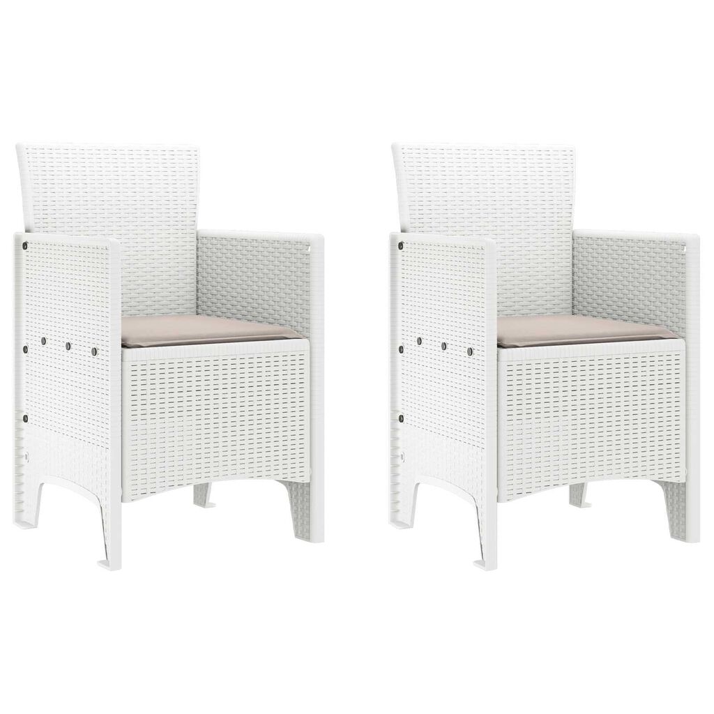 vidaXL Καρέκλα Κήπου 2 pcs Λευκό 53 x 49 x 85 εκ. PP