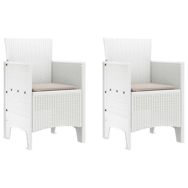 vidaXL Καρέκλα Κήπου 2 pcs Λευκό 53 x 49 x 85 εκ. PP