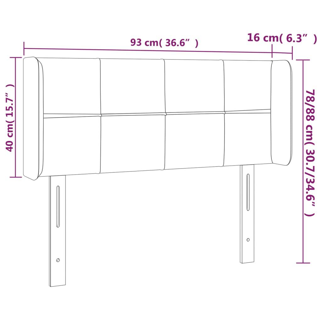 vidaXL Κεφαλάρι Κρεβατιού LED Ροζ 93x16x78/88 εκ. Βελούδινο